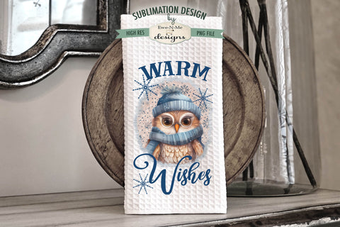 Winter Owls & Snowflakes Kitchen Towel Sublimation Designs Sublimation Ewe-N-Me Designs 