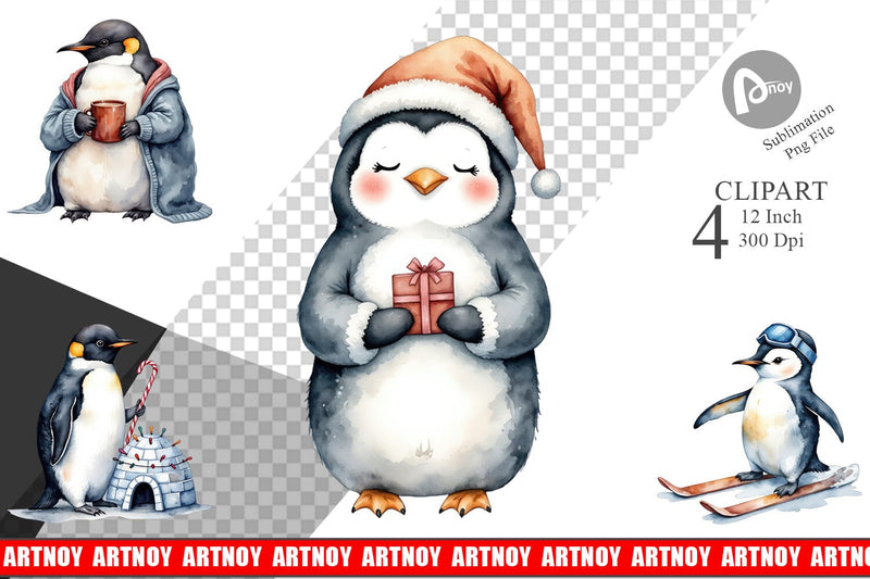 Winter Penguins Clipart Sublimation artnoy 