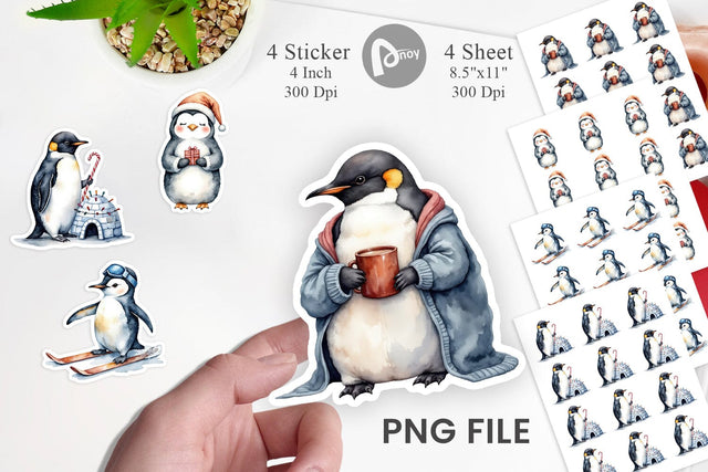 Winter Penguins Sticker Sublimation artnoy 