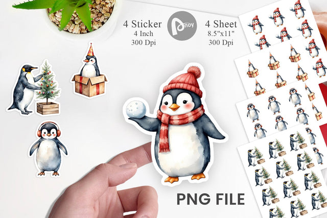 Winter Penguins Sticker Sublimation artnoy 