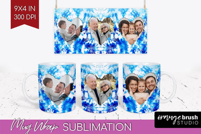 Winter Photo Frame Mug Wrap - Tie Dye Mug Sublimation Sublimation OrangeBrushStudio 