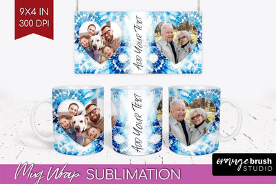 Winter Photo Frame Mug Wrap - Tie Dye Mug Sublimation Sublimation OrangeBrushStudio 