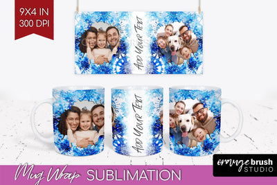 Winter Photo Frame Mug Wrap - Tie Dye Mug Sublimation Sublimation OrangeBrushStudio 