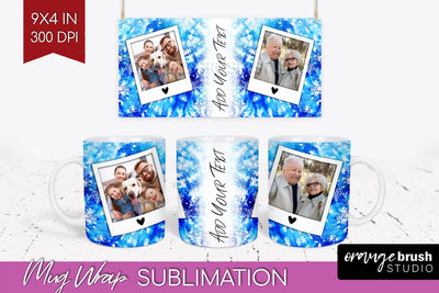 Winter Photo Frame Mug Wrap - Tie Dye Mug Sublimation Sublimation OrangeBrushStudio 