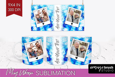 Winter Photo Frame Mug Wrap - Tie Dye Mug Sublimation Sublimation OrangeBrushStudio 