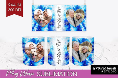 Winter Photo Frame Mug Wrap - Tie Dye Mug Sublimation Sublimation OrangeBrushStudio 