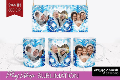 Winter Photo Frame Mug Wrap - Tie Dye Mug Sublimation Sublimation OrangeBrushStudio 
