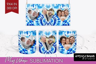 Winter Photo Frame Mug Wrap - Tie Dye Mug Sublimation Sublimation OrangeBrushStudio 