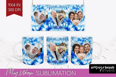 Winter Photo Frame Mug Wrap - Tie Dye Mug Sublimation Sublimation OrangeBrushStudio 