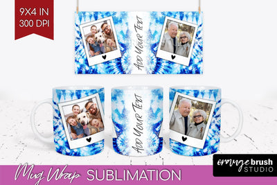 Winter Photo Frame Mug Wrap - Tie Dye Mug Sublimation Sublimation OrangeBrushStudio 
