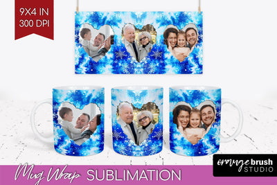 Winter Photo Frame Mug Wrap - Tie Dye Mug Sublimation Sublimation OrangeBrushStudio 