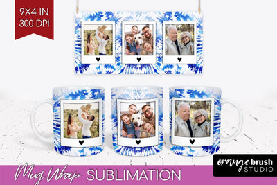 Winter Photo Frame Mug Wrap - Tie Dye Mug Sublimation Sublimation OrangeBrushStudio 