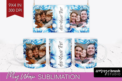 Winter Photo Frame Mug Wrap - Tie Dye Mug Sublimation Sublimation OrangeBrushStudio 