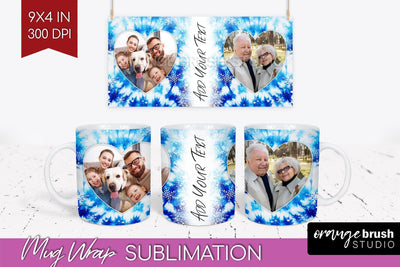 Winter Photo Frame Mug Wrap - Tie Dye Mug Sublimation Sublimation OrangeBrushStudio 