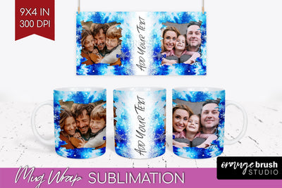 Winter Photo Frame Mug Wrap - Tie Dye Mug Sublimation Sublimation OrangeBrushStudio 