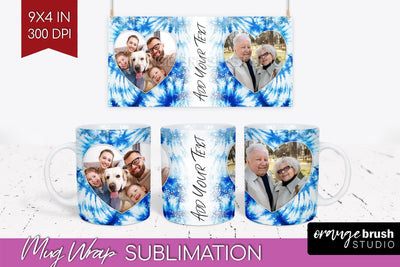 Winter Photo Frame Mug Wrap - Tie Dye Mug Sublimation Sublimation OrangeBrushStudio 