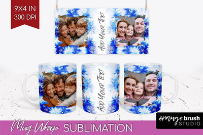 Winter Photo Frame Mug Wrap - Tie Dye Mug Sublimation Sublimation OrangeBrushStudio 