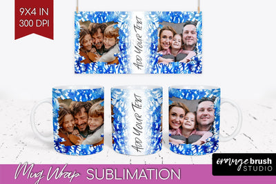 Winter Photo Frame Mug Wrap - Tie Dye Mug Sublimation Sublimation OrangeBrushStudio 
