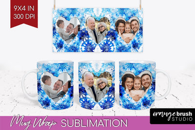 Winter Photo Frame Mug Wrap - Tie Dye Mug Sublimation Sublimation OrangeBrushStudio 