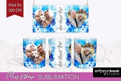 Winter Photo Frame Mug Wrap - Tie Dye Mug Sublimation Sublimation OrangeBrushStudio 