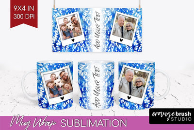 Winter Photo Frame Mug Wrap - Tie Dye Mug Sublimation Sublimation OrangeBrushStudio 