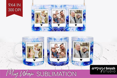 Winter Photo Frame Mug Wrap - Tie Dye Mug Sublimation Sublimation OrangeBrushStudio 