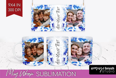 Winter Photo Frame Mug Wrap - Tie Dye Mug Sublimation Sublimation OrangeBrushStudio 