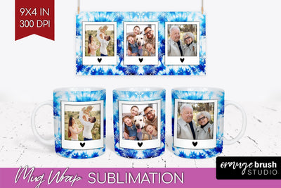 Winter Photo Frame Mug Wrap - Tie Dye Mug Sublimation Sublimation OrangeBrushStudio 