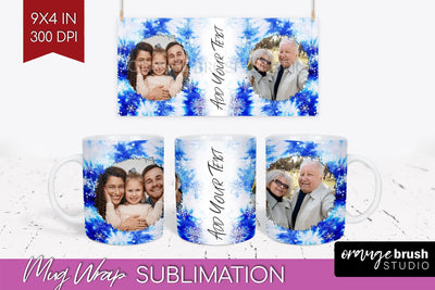 Winter Photo Frame Mug Wrap - Tie Dye Mug Sublimation Sublimation OrangeBrushStudio 