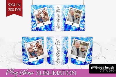 Winter Photo Frame Mug Wrap - Tie Dye Mug Sublimation Sublimation OrangeBrushStudio 
