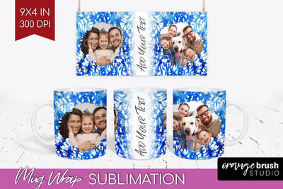 Winter Photo Frame Mug Wrap - Tie Dye Mug Sublimation Sublimation OrangeBrushStudio 