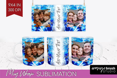 Winter Photo Frame Mug Wrap - Tie Dye Mug Sublimation Sublimation OrangeBrushStudio 