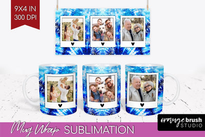 Winter Photo Frame Mug Wrap - Tie Dye Mug Sublimation Sublimation OrangeBrushStudio 