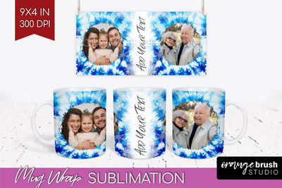 Winter Photo Frame Mug Wrap - Tie Dye Mug Sublimation Sublimation OrangeBrushStudio 