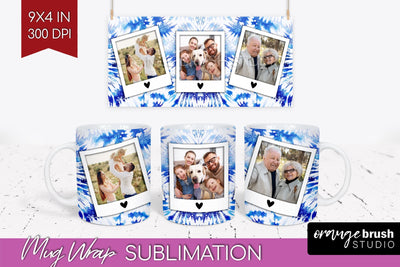 Winter Photo Frame Mug Wrap - Tie Dye Mug Sublimation Sublimation OrangeBrushStudio 