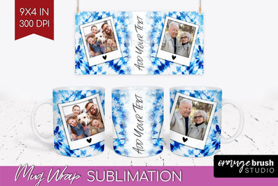 Winter Photo Frame Mug Wrap - Tie Dye Mug Sublimation Sublimation OrangeBrushStudio 