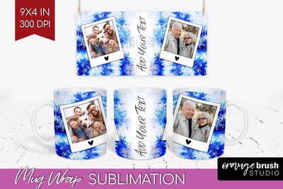 Winter Photo Frame Mug Wrap - Tie Dye Mug Sublimation Sublimation OrangeBrushStudio 