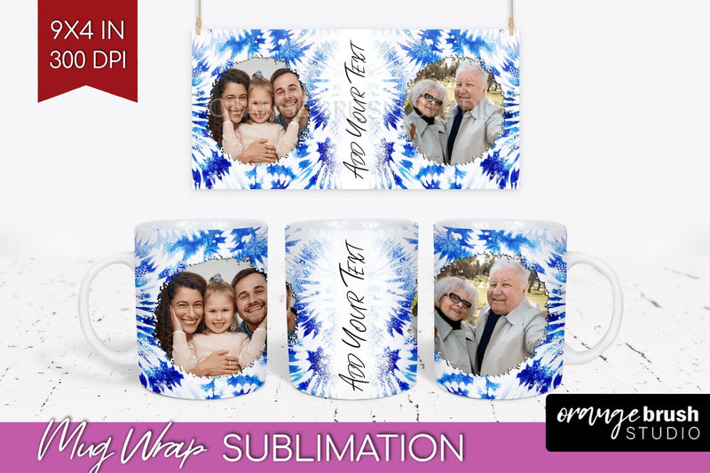 Winter Photo Frame Mug Wrap - Tie Dye Mug Sublimation Sublimation OrangeBrushStudio 