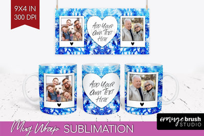 Winter Photo Frame Mug Wrap - Tie Dye Mug Sublimation Sublimation OrangeBrushStudio 