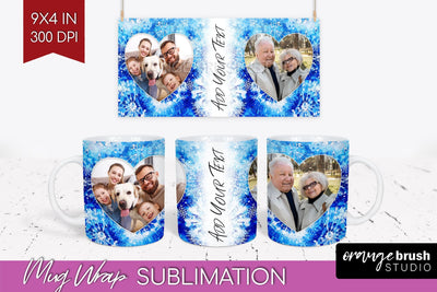 Winter Photo Frame Mug Wrap - Tie Dye Mug Sublimation Sublimation OrangeBrushStudio 