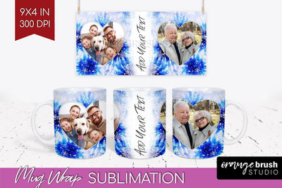 Winter Photo Frame Mug Wrap - Tie Dye Mug Sublimation Sublimation OrangeBrushStudio 