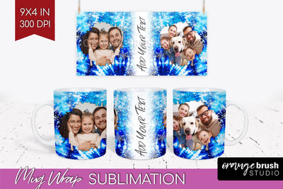 Winter Photo Frame Mug Wrap - Tie Dye Mug Sublimation Sublimation OrangeBrushStudio 