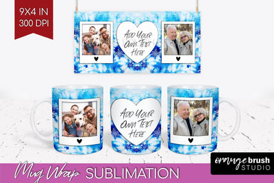 Winter Photo Frame Mug Wrap - Tie Dye Mug Sublimation Sublimation OrangeBrushStudio 
