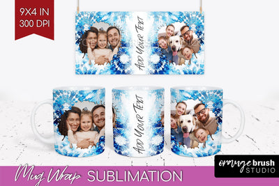 Winter Photo Frame Mug Wrap - Tie Dye Mug Sublimation Sublimation OrangeBrushStudio 