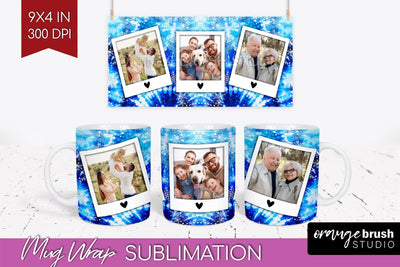 Winter Photo Frame Mug Wrap - Tie Dye Mug Sublimation Sublimation OrangeBrushStudio 