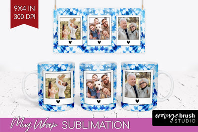 Winter Photo Frame Mug Wrap - Tie Dye Mug Sublimation Sublimation OrangeBrushStudio 