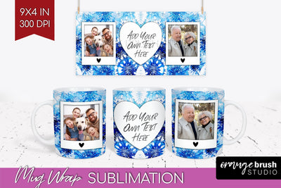 Winter Photo Frame Mug Wrap - Tie Dye Mug Sublimation Sublimation OrangeBrushStudio 
