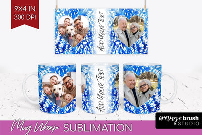 Winter Photo Frame Mug Wrap - Tie Dye Mug Sublimation Sublimation OrangeBrushStudio 