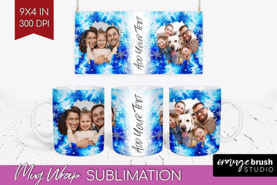 Winter Photo Frame Mug Wrap - Tie Dye Mug Sublimation Sublimation OrangeBrushStudio 