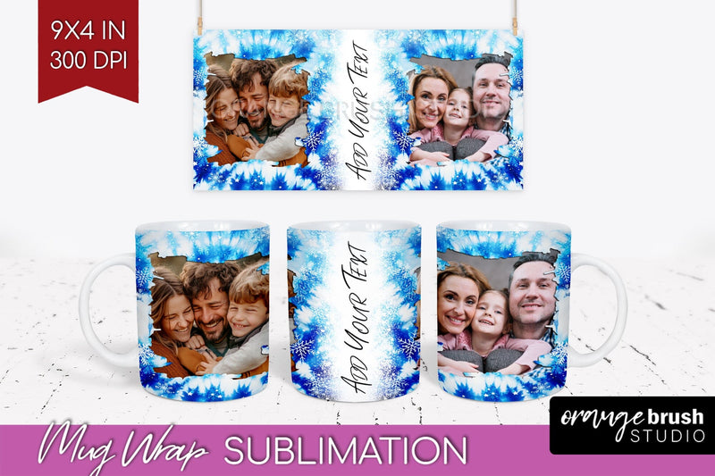 Winter Photo Frame Mug Wrap - Tie Dye Mug Sublimation Sublimation OrangeBrushStudio 